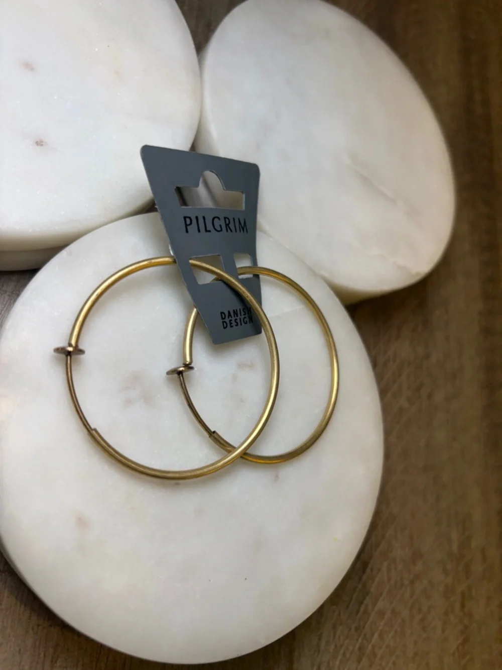 235 Pilgrim Gold-Tone Thin Hoop Earrings - Picture 3 of 7